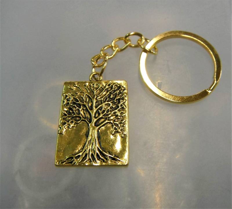 Goldener Baum Des Lebens Metallschlüsselring-Geschenk Verpackt von Sportslight
