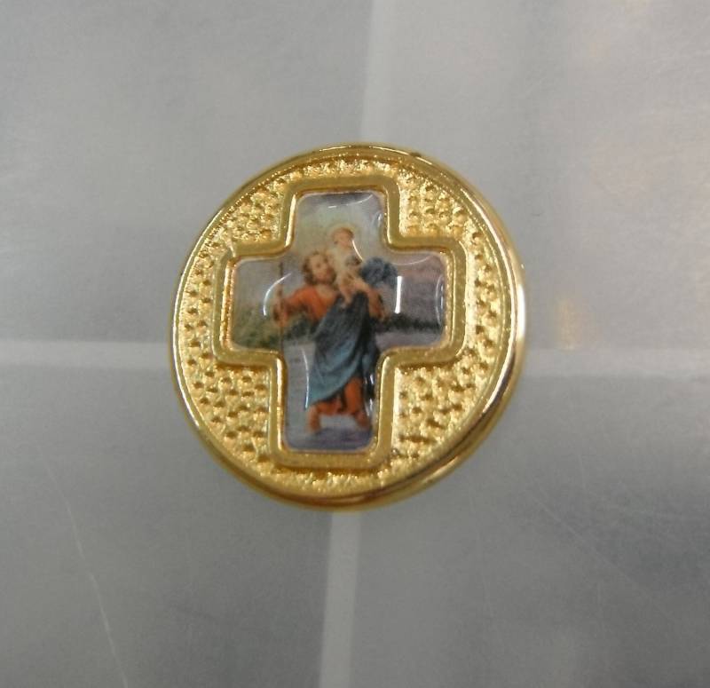 Vergoldete Farbe St Christopher Metall Medaille Selbstklebend von Sportslight