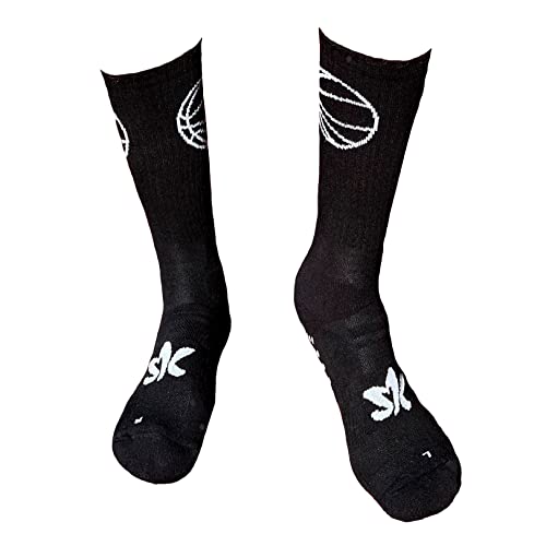 Basketball Socken Herren Sportsocken Anti Rutsch Basketballsocken (Schwarz-Weiss, 43-46) von Sportsocks Kingdom