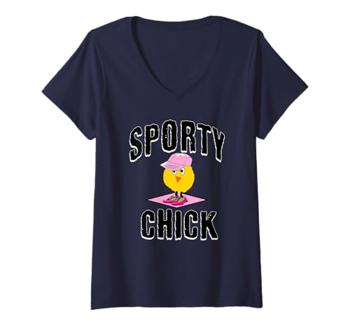 Damen Süße sportliche Little Chick Softball-Baseballkappe T-Shirt mit V-Ausschnitt Damen Süße sportliche Little Chick Softball-Baseballkappe T-Shirt mit V-Ausschnitt von Sporty Chick - Valmar Gear