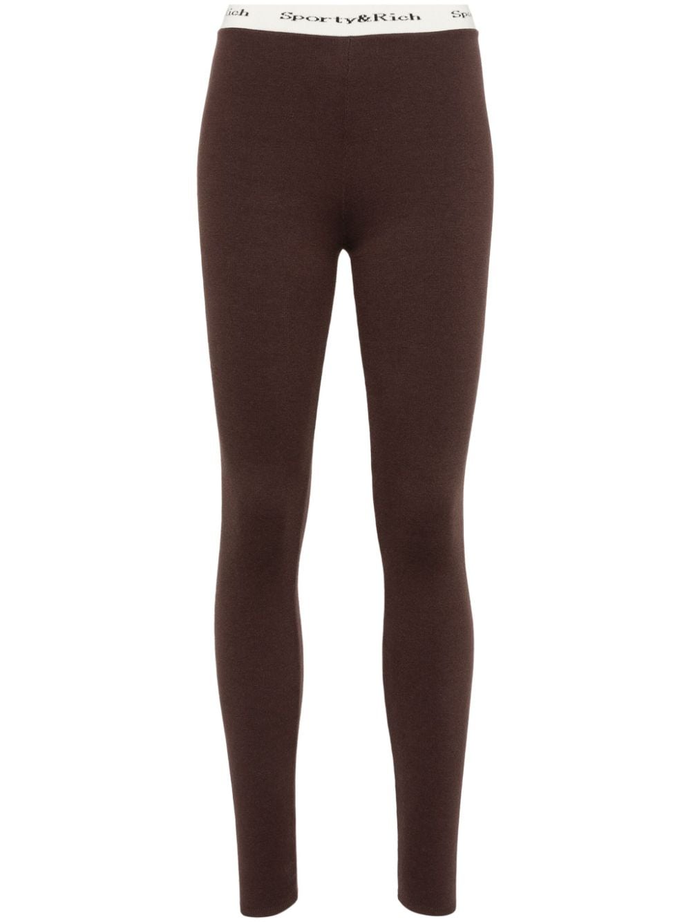 Sporty & Rich Gestrickte Leggings mit Logo-Bund - Braun von Sporty & Rich