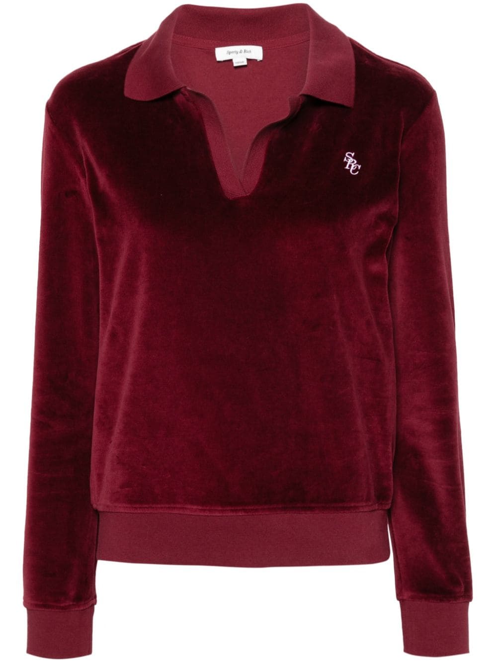 Sporty & Rich SRC Poloshirt aus Velours - Rot von Sporty & Rich