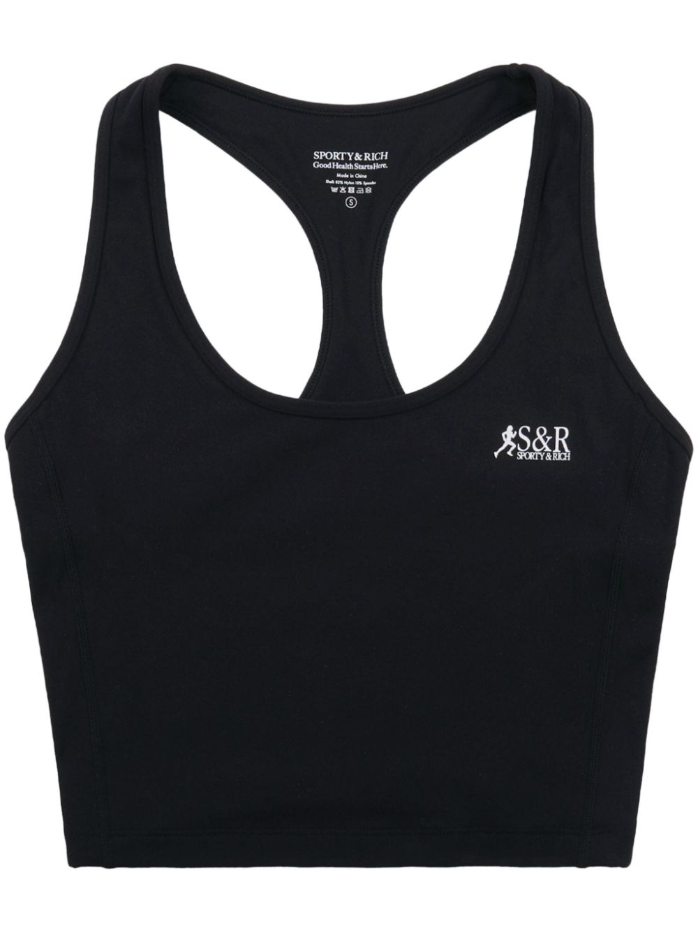 Sporty & Rich Cropped-Tanktop mit Logo-Print - Schwarz von Sporty & Rich