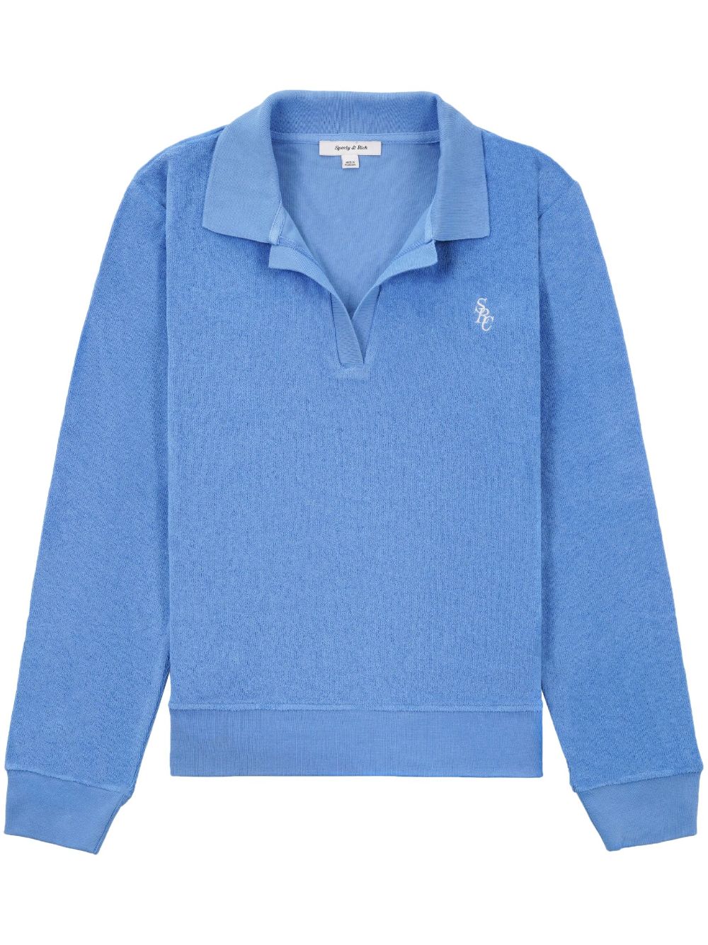 Sporty & Rich Frottee-Pullover mit Poloshirtkragen - Blau von Sporty & Rich