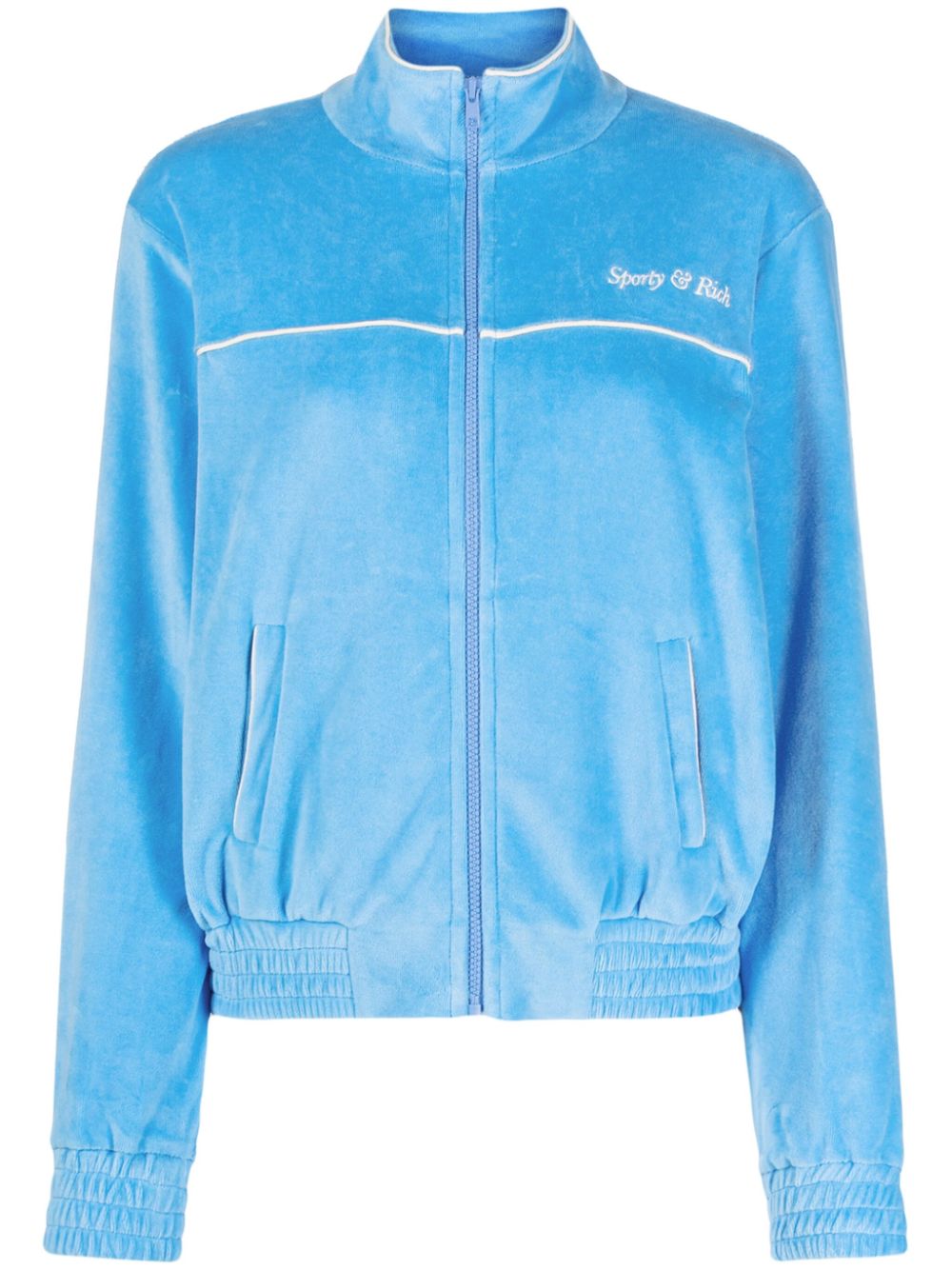 Sporty & Rich Jacke aus Frottee mit Logo-Stickerei - Blau von Sporty & Rich