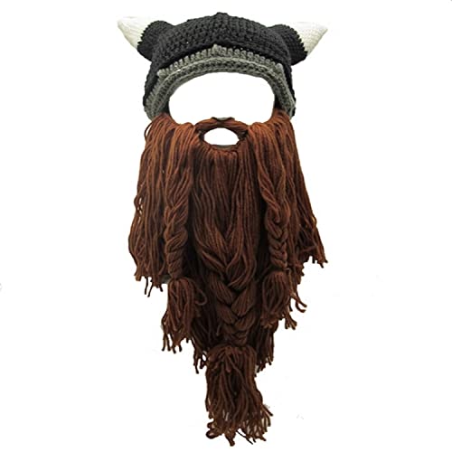 Bartmütze Wikinger Wikingermütze Mütze mit Bart Beanie Strickmütze von Sporty