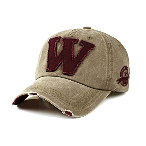Baseballcap College W Classic Snapback Vintage Used Look Sport Distressed Kappe Mütze Cap Schirmmütze Basecap verstellbar (Khaki) von Sporty