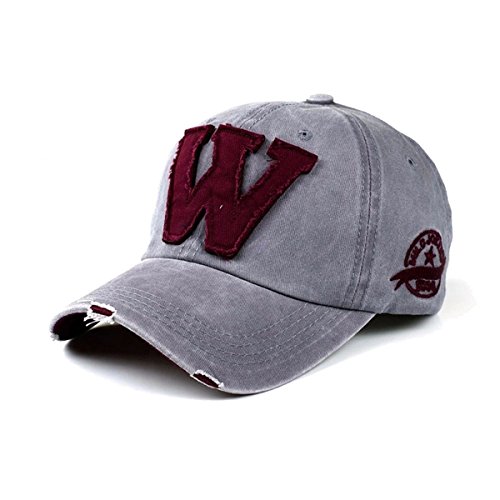 Baseballcap College W Classic Snapback Vintage Used Look Sport Distressed Kappe Mütze Cap Schirmmütze Basecap verstellbar (grau) von Sporty