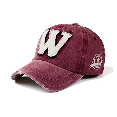 Baseballcap College W Classic Snapback Vintage Used Look Sport Distressed Kappe Mütze Cap Schirmmütze Basecap verstellbar (rot) von Sporty