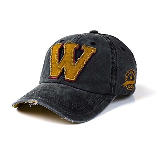 Baseballcap College W Classic Snapback Vintage Used Look Sport Distressed Kappe Mütze Cap Schirmmütze Basecap verstellbar (schwarz) von Sporty