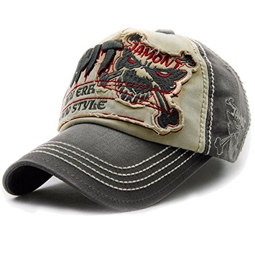 Baseballcap Fight Skull Distressed Snapback Vintage Used Look Golf Sport Outdoor Kappe Mütze Cap Schirmmütze Basecap verstellbar (grau) von Sporty