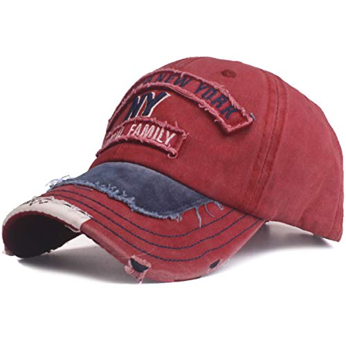Baseballcap NY Royal Vintage Style Used Washed Look Retro Kappe Cap (rot) von Sporty