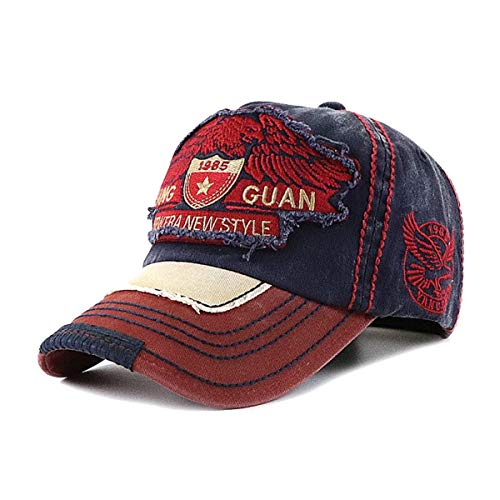 Baseballcap New Eagle Vintage Style Used Washed Look Retro Kappe Cap (Navy/Rot) von Sporty