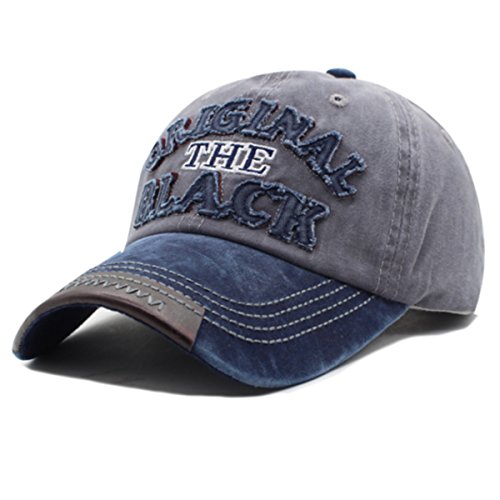 Unisex Baseballcap Original The Black Vintage Style Used Washed Look Retro Outdoor Kappe Mütze Cap Schirmmütze Basecap verstellbar (Navy/grau) von Sporty