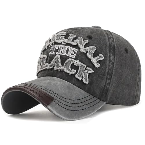 Baseballcap Original The Black Vintage Style Used Washed Look Retro Outdoor Kappe Mütze Cap Schirmmütze Basecap verstellbar (schwarz/grau 2) von Sporty