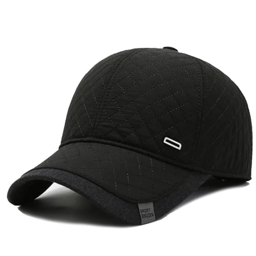 Sporty Baseballcap mit Ohrenklappen Wasserdicht Kappe Cord Golf Cap Mütze Schirmmütze Ohrenschutz Ohrenschützer Basecap Wintercap Wintermütze (schwarz) von Sporty
