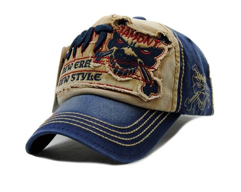 Sporty Baseball Cap Fight Skull Vintage Style Used Washed Look Retro Kappe Cap mit Belüftungslöchern von Sporty