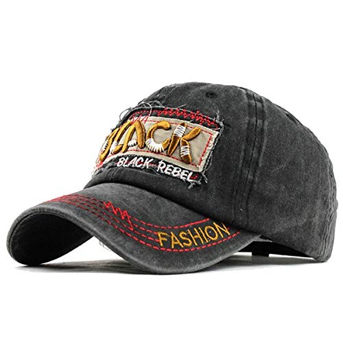 Sporty Baseballcap Black Rebel Vintage Style Used Washed Retro Kappe Cap Schirmmütze Basecap (Schwarz) von Sporty