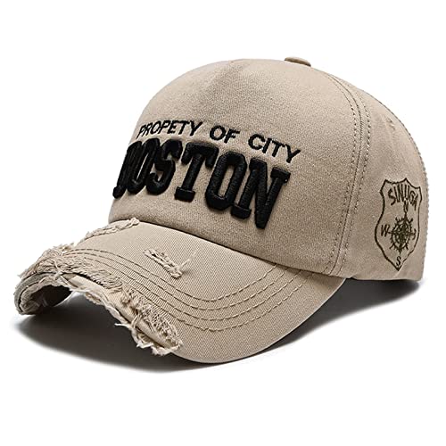 Sporty Baseballcap Boston Distressed Snapback Vintage Used Look Retro Oldschool Kappe Mütze Cap Schirmmütze Basecap verstellbar (beige2) von Sporty