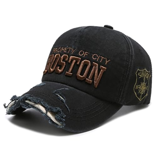 Baseballcap Boston Distressed Snapback Vintage Used Look Retro Oldschool Kappe Mütze Cap Schirmmütze Basecap verstellbar (schwarz3) von Sporty