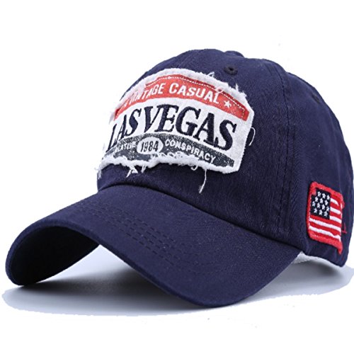 Sporty Baseballcap Las Vegas Distressed Snapback Vintage Used Look Retro Poker Casino Oldschool Kappe Mütze Cap Schirmmütze Basecap verstellbar (Navy) von Sporty