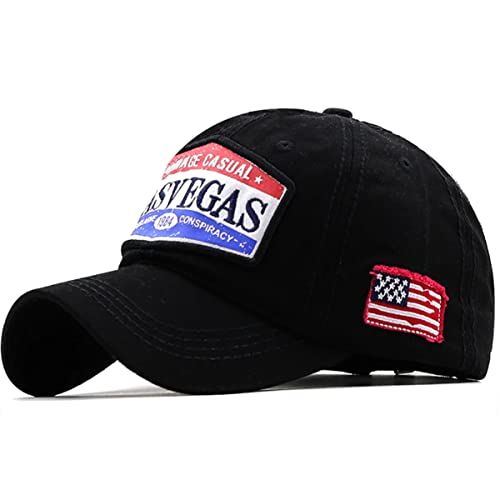 Sporty Baseballcap Las Vegas Distressed Snapback Vintage Used Look Retro Poker Casino Oldschool Kappe Mütze Cap Schirmmütze Basecap verstellbar (Schwarz) von Sporty