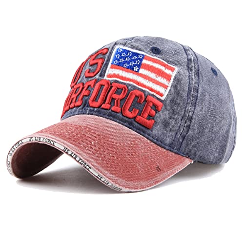 Sporty Baseballcap US Airforce U.S.A. Retro Flugzeug Oldschool Kappe Mütze Cap Schirmmütze Basecap USA verstellbar (Navy/rot) von Sporty
