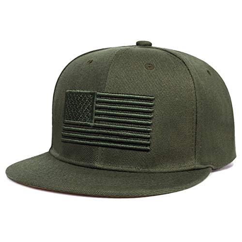 Sporty Snapback Cap U.S.A. Flag Fahne USA Baseballcap gerader Schirm Amerika Kappe Mütze Schirmmütze Basecap (Army Green) von Sporty