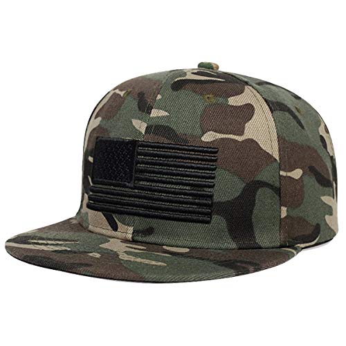 Sporty Snapback Cap U.S.A. Flag Fahne USA Baseballcap gerader Schirm Amerika Kappe Mütze Schirmmütze Basecap (Camouflage) von Sporty