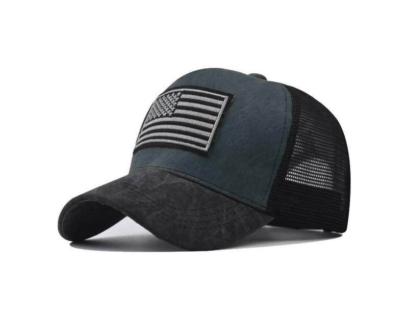 Sporty Trucker Cap U.S.A. Flag Fahne USA Basic Retro Amerika Trucker Mesh Baseballcap im vintage used Look von Sporty