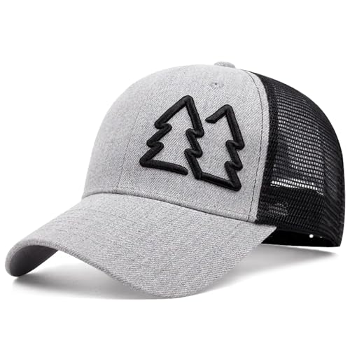 Sporty Trucker Mesh Baseballcap Double Tree Baum Cap Herren Damen (Grau) von Sporty