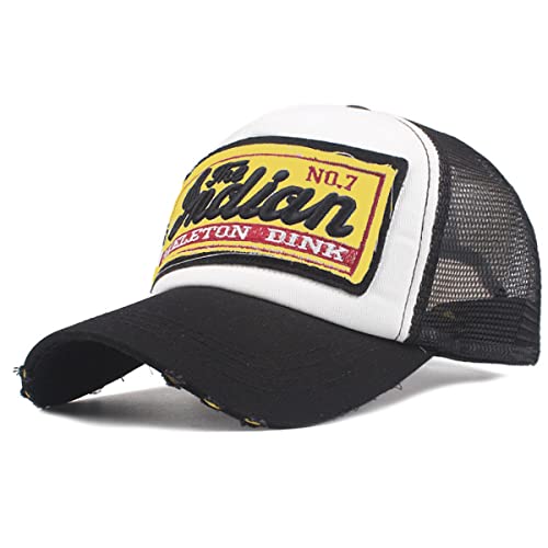 Sporty Trucker Mesh Baseballcap Indian Distressed Snapback Vintage Used Look Retro Sommer (Schwarz/Gelb) Herren Damen von Sporty