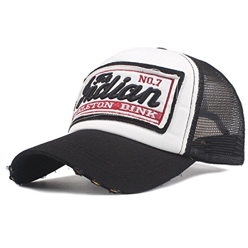 Sporty Trucker Mesh Baseballcap Indian Distressed Snapback Vintage Used Look Retro Sommer Oldschool Kappe Mütze Cap Schirmmütze Basecap (schwarz) von Sporty