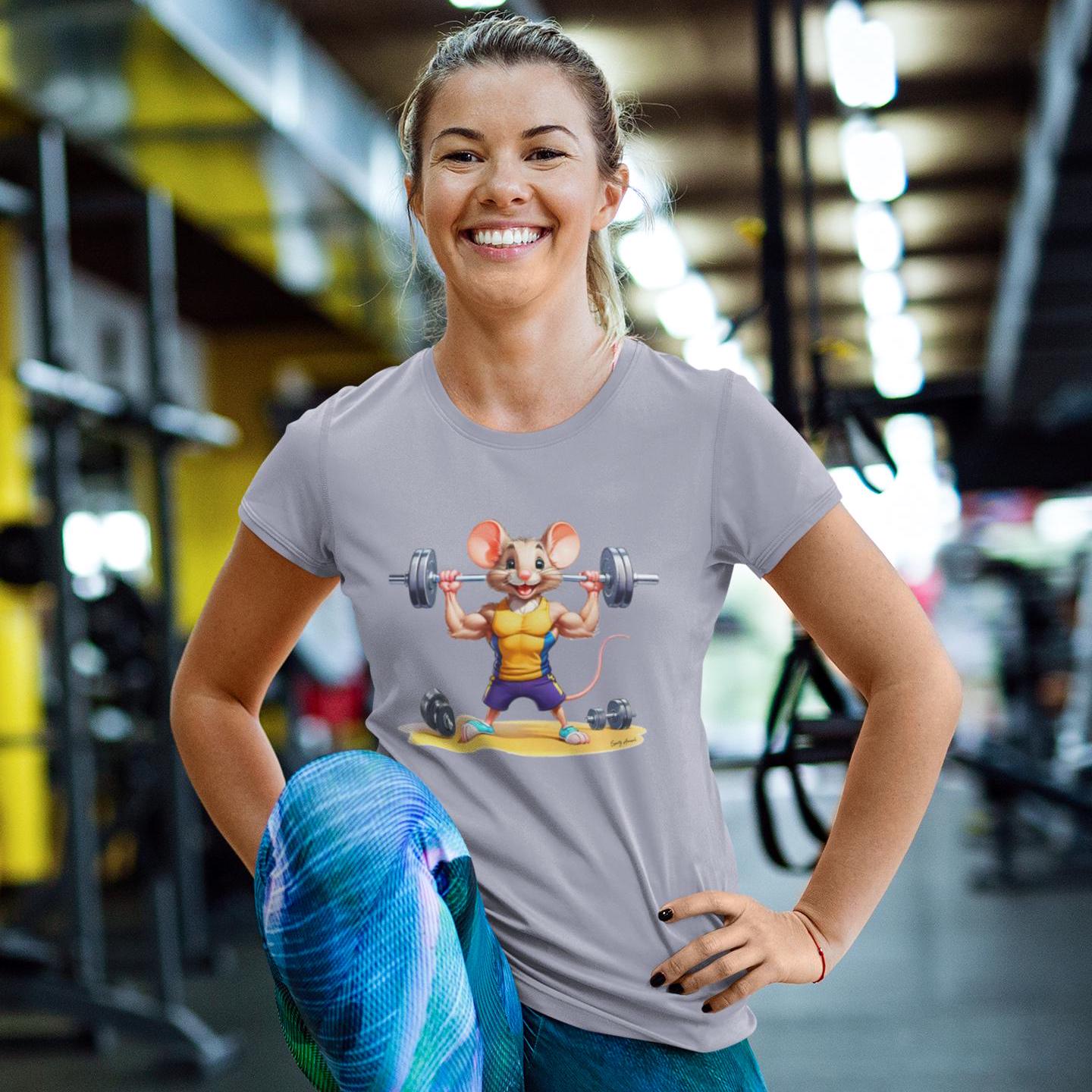 Lustige Fitness-Maus T-Shirt | Damen Sportyanimals von SportyAnimals