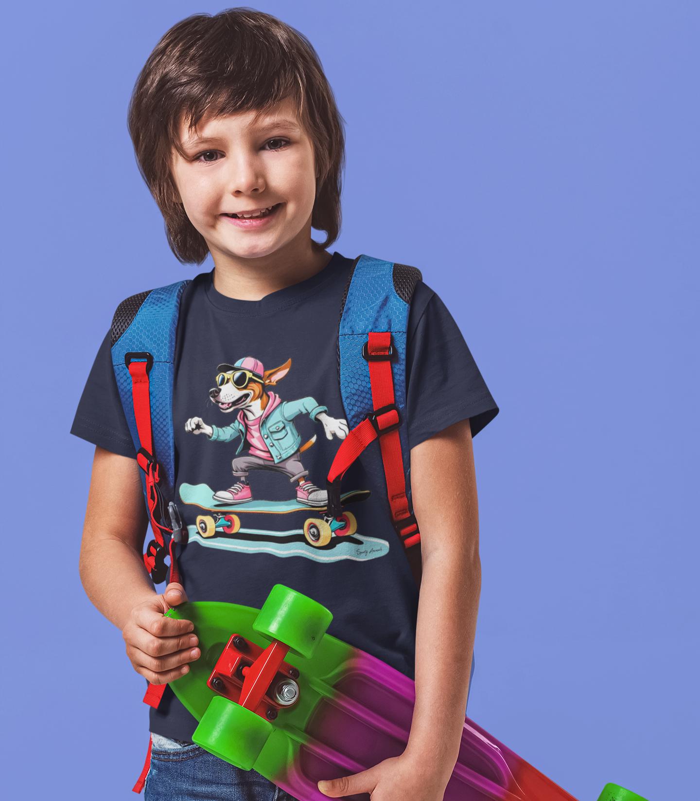 Skateboarding Dog - Kids Organic Shirt von SportyAnimals