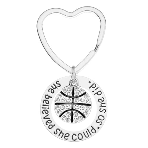 Sportybella Basketball-Schlüsselanhänger – Basketball-Geschenk – Basketball She Believed She Could So She Did Schmuck für Mädchen, perfektes Basketball-Geschenk für Spieler von Sportybella