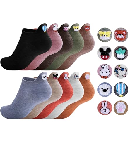 Sporzin Socken Damen 35-38 Sneaker Socken Damen 39-42 Lustige Socken 10 Paar Bunte Socken Damen Witzige Socken Crazy Socks - Smiley, Herzförmig, Welpen, Tier, Baumwolle von Sporzin