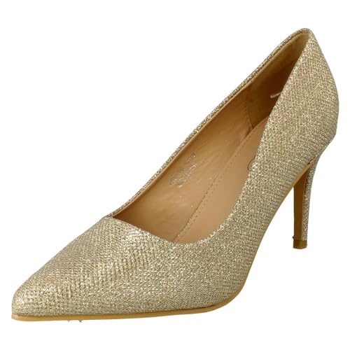 Spot On Damen Pumps F90110, weite Passform, Gold / Glitzer, 39 EU von Spot On