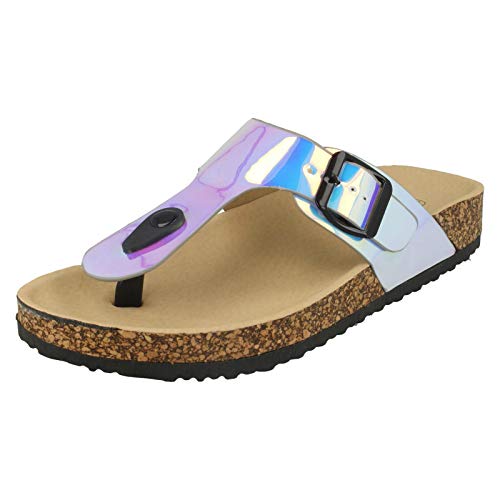 Spot On Flache Hologramm-Sandalen für Damen., Blau - blau - Größe: 39 EU von Spot On