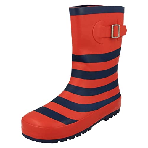 Spot On Kinder-Gummistiefel mit Schnalle und detaillierter Streifen-Schnalle, Rot, Marineblau, 25 EU von Spot on