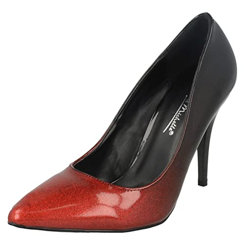 Anne Michelle Damen Pumps mit hohem Absatz und spitzer Zehenpartie, Schwarz Rot Rot, 38 EU von Spot on