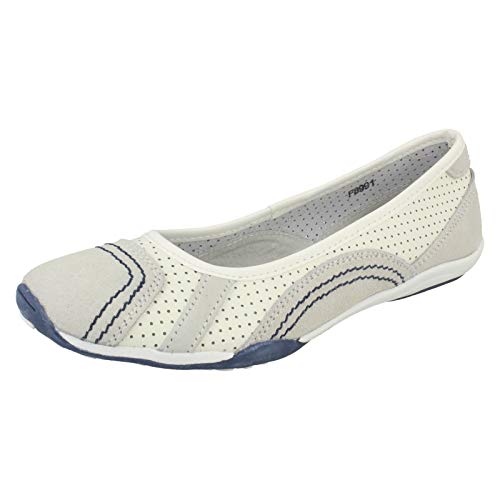 Flache Ballerina-Schuhe für Damen, Weiß / Marineblau, 38 EU von Spot on