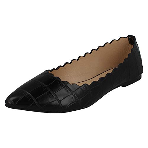 Spot On Damen Ballerinas spitz zulaufender Zehenbereich F80457, Synthetik, Schwarz von Spot on