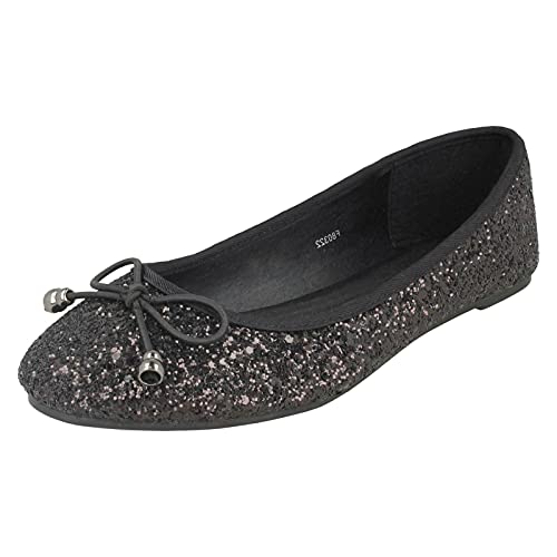 Spot On Damen Glitzer Ballerina Pumps, Schwarz , 37 EU von Spot on