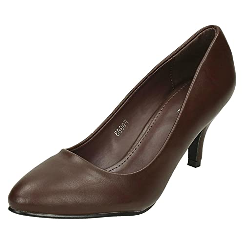 Spot On Damen-Pumps mit mittlerem Absatz, spitzer Zehenbereich, Dunkelbraun, 39 EU von Spot on