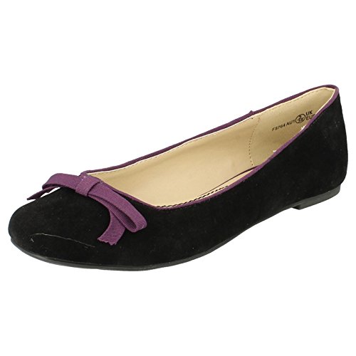 Spot On Flache Ballerina/Schleifen-Vamp, Schwarz, Lila, Schwarz, 36 EU von Spot on