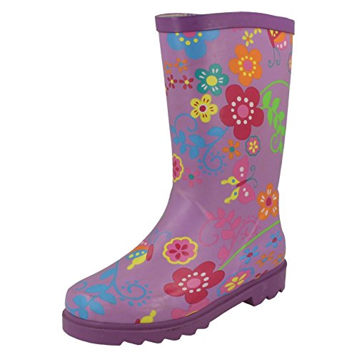 Spot On Mädchen Gummistiefel mit Blumen Muster (36EU / 3UK) (Violett) von Spot on