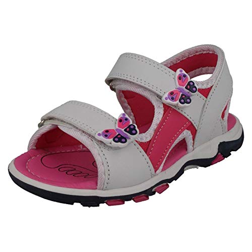 Spot On Mädchen Sandalen mit Klettverschluss H0318, - Weiß / Fuchsia - Größe: 32 EU von Spot on