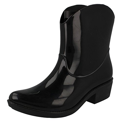 Spot on Damen Gummistiefel im Cowgirl-Stil, knöchelhoch (39,5 EU) (Schwarz) von Spot on