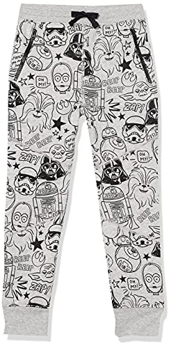 Amazon Essentials Disney | Marvel | Star Wars Jungen Fleece-Jogginghose mit Reißverschlusstasche (Früher Spotted Zebra), Grau Star Wars Doodle, 3 Jahre von Amazon Essentials